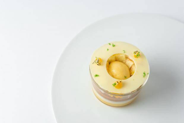 yellow circle white chocolate