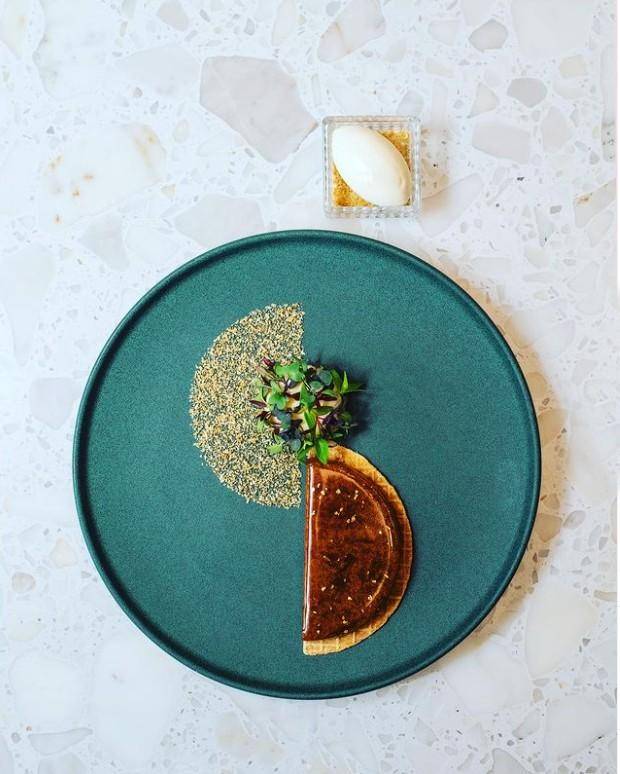 a plated dessert by chef Alexander Ivanchev