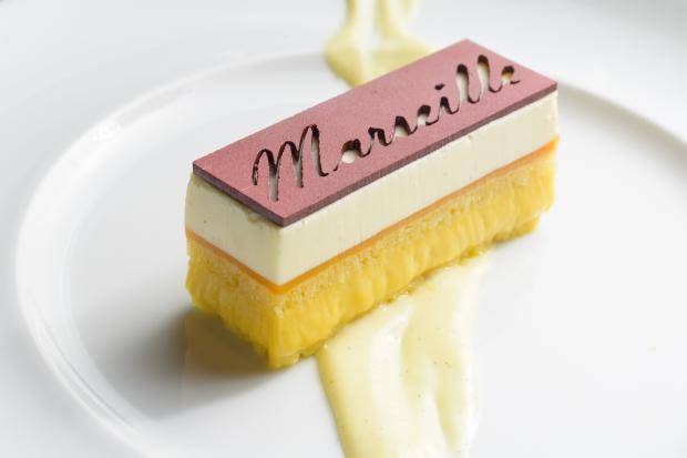 A Ruby Chocolate Dessert celebrating the ship's stop in Marseille