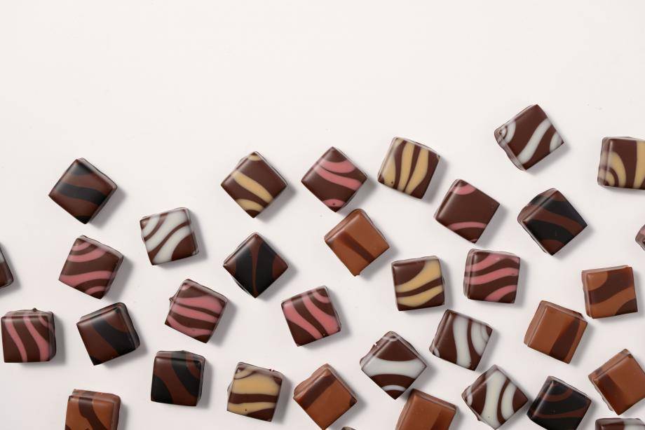 multi marbled enrobed ganache