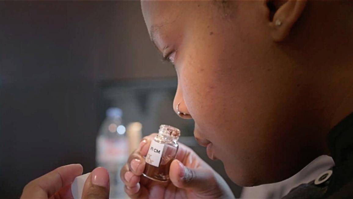 Chef Motheba Makhetha explores components while creating a new chocolate