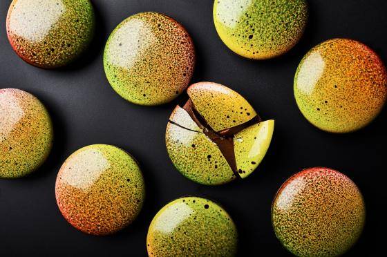 bonbons on black background