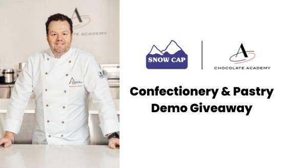 chef standing and snowcap logo