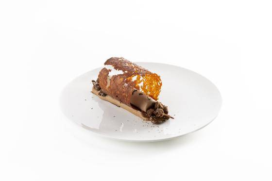 plated dessert on white background